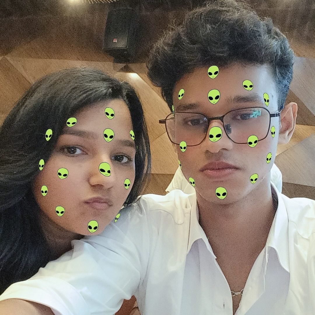 Matching outfits, silly filter selfie