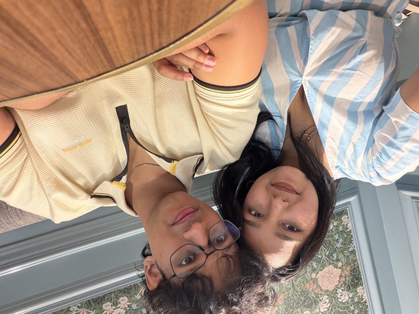 Upside down selfie under a hat